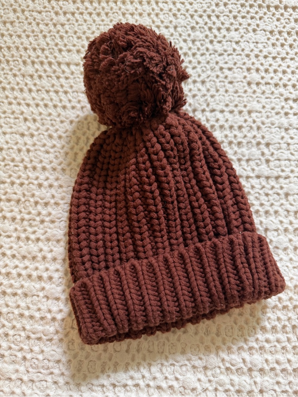 Jamie Kay Chunky Pom-Pom Knit Beanie in Chestnut Brown